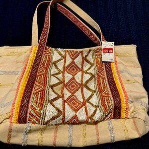 Magid Bags Women's Purse/Tote Handmade & Beaded Large 18" X 12" X 4".